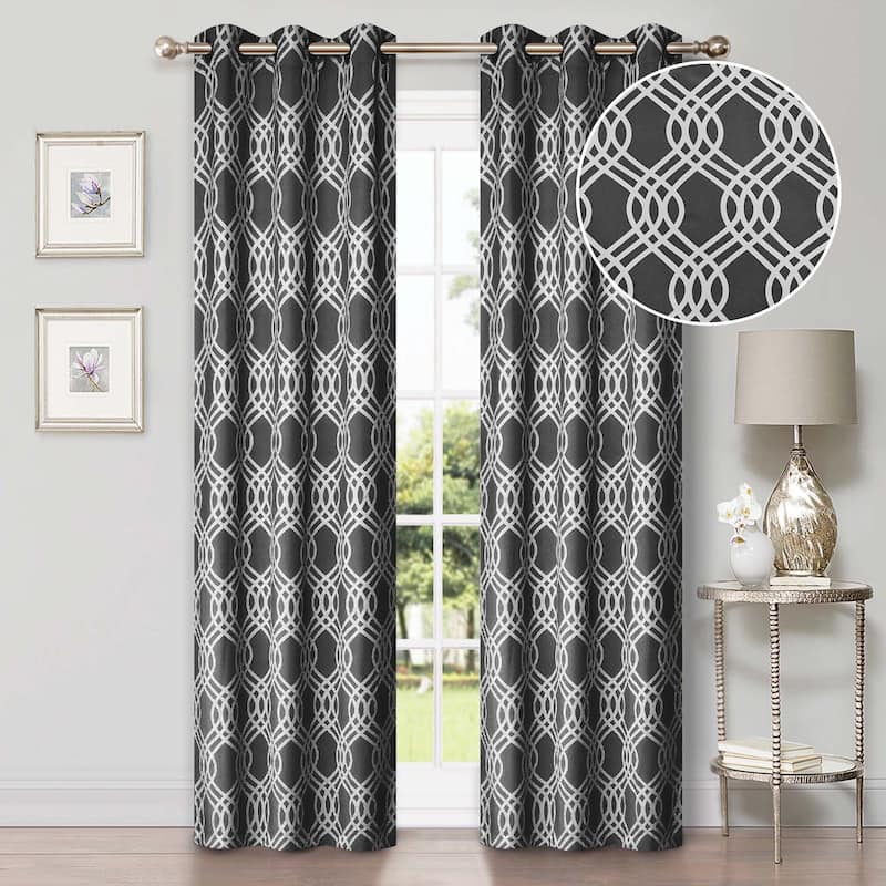 Superior Ribbon Washable Room Darkening Curtains, Set of 2 Panels - 42" x 96" - Grey