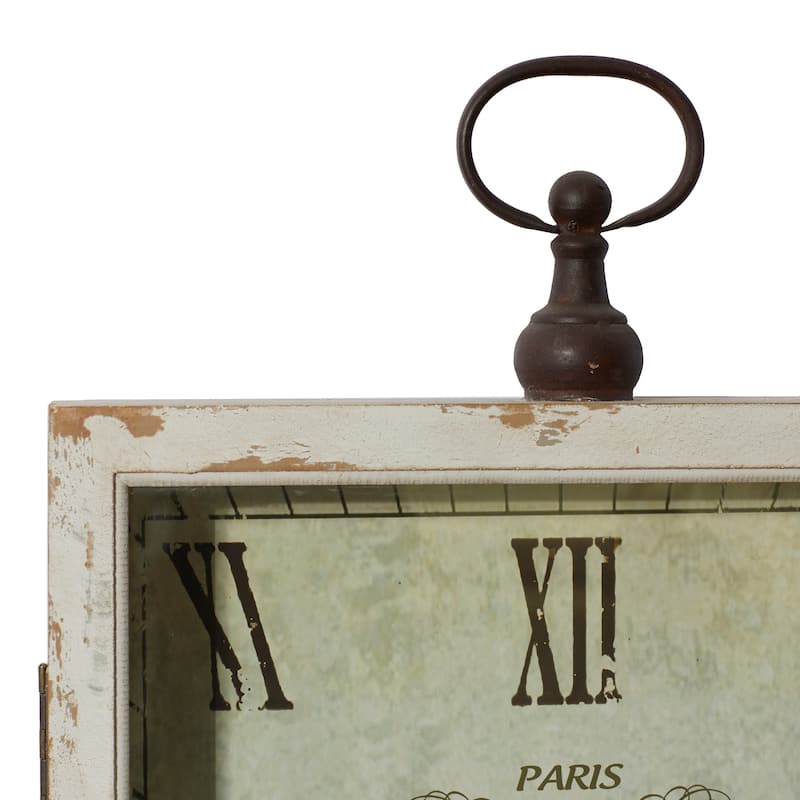 Wooden Pocket Watch Style Wall Clock with Hinged Door - White - Roche River Decor