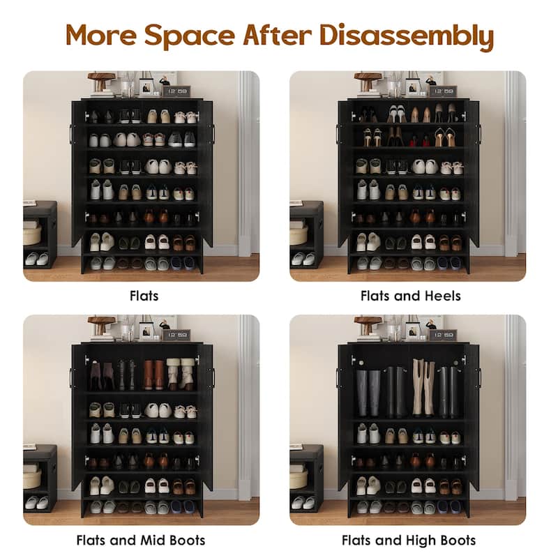 Shoe Cabinet with Doors, 7 Tier 28 Pairs Shoe Cabinet Storage for Entryway, Hidden Narrow Shoe Cabinets