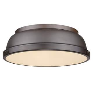 Golden Lighting Duncan 2 Light 14" Wide Flush Mount Ceiling Fixture in