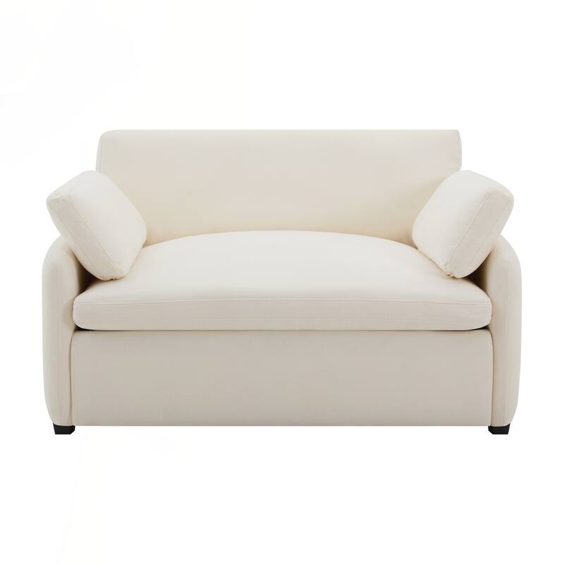Oversized Chenille Single Sofa Chair,Wide and Deep Seat Accent Chair,Modern Upholstered Comfy Armchair - Cream