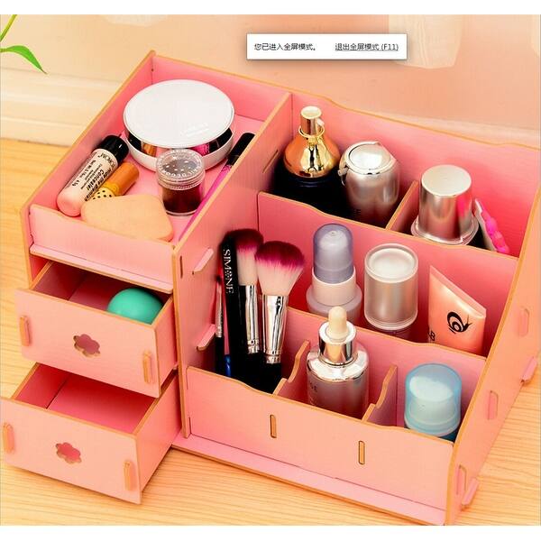 Shop Diy Multi Colour Wood Cosmetic Storage Box Desk Cantainer