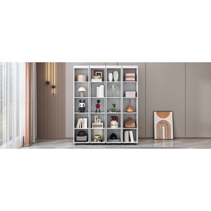 White Queen Murphy Bed with Storage Doors, Space-Saving Wall Bed