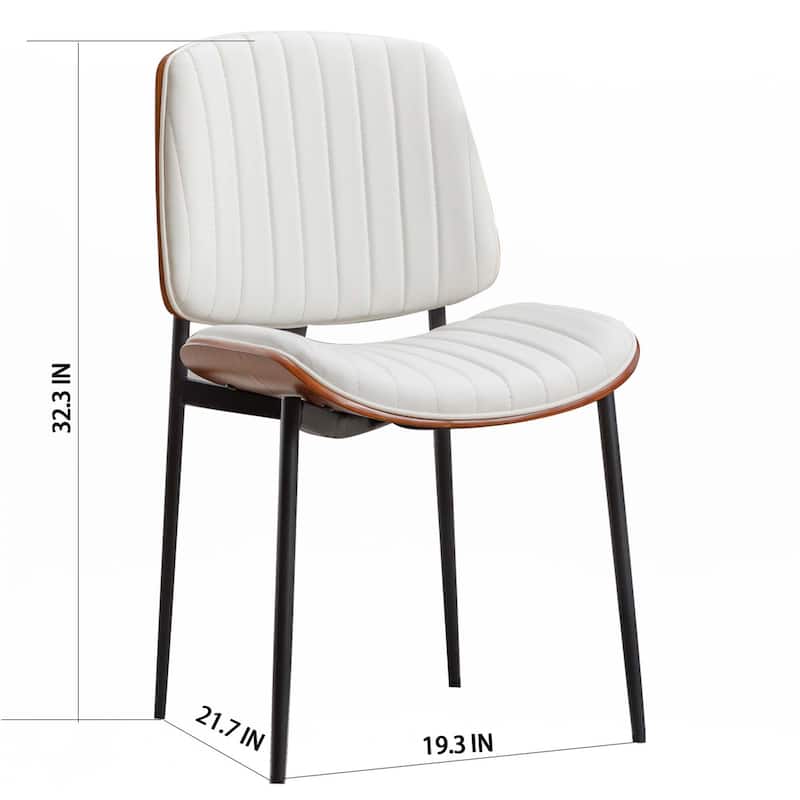 Mid Century Dining Chairs, Set of 2 - White PU