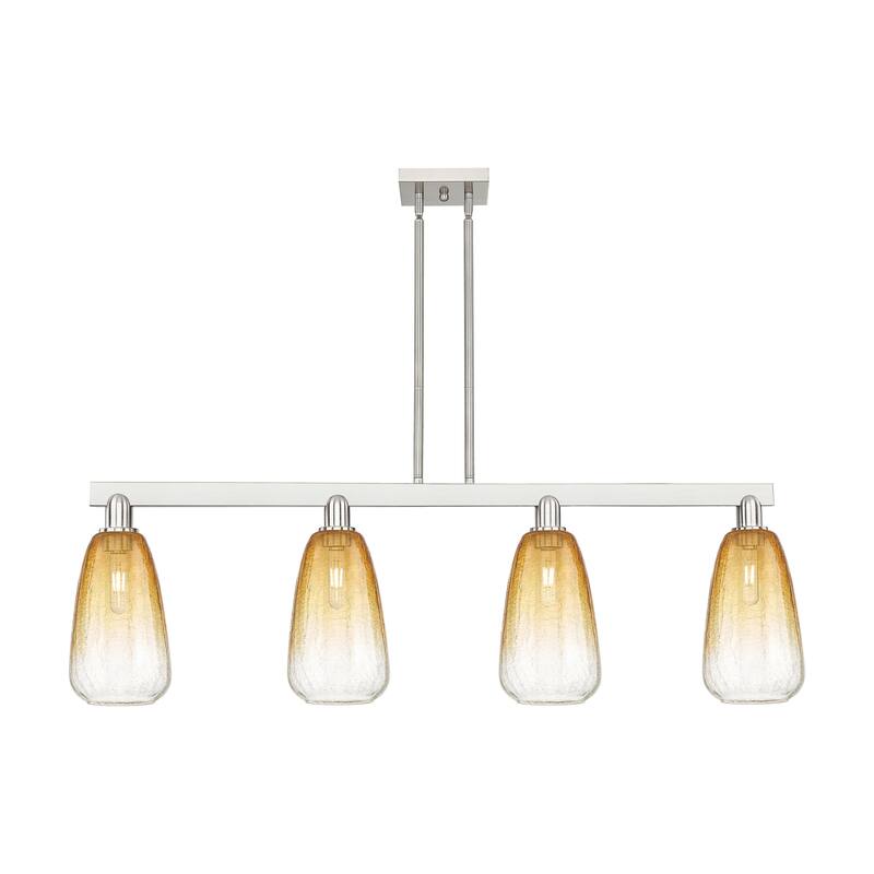 Innovations Lighting Urban Downtown - Brookhaven Almond - 4 Light 48" Stem Hung Island Light - Brushed Satin Nickel/Amber
