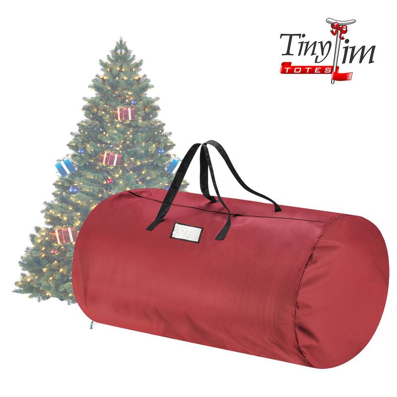 Christmas Tree Storage Bag - Oxford Canvas Holder with Zipper and Handle for 12-Foot Artificial Tree by Tiny Tim Totes (Red) - Red