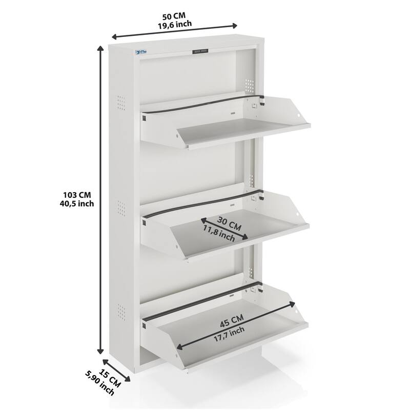 Antibacterial 3 Tier metal shoe cabinet side holes