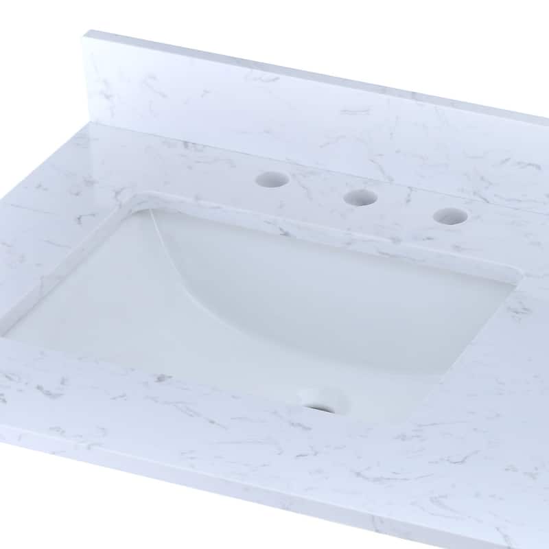 YASINU 60 Inch Engineered Marble Double Sinks Vanity Countertop