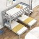 preview thumbnail 3 of 7, Triple Twin Bunk Bed with Full-Length Guardrail and Built-in Storage Drawer