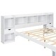 preview thumbnail 10 of 10, Queen Wood Platform Bed with Storage Headboard & Drawer, White