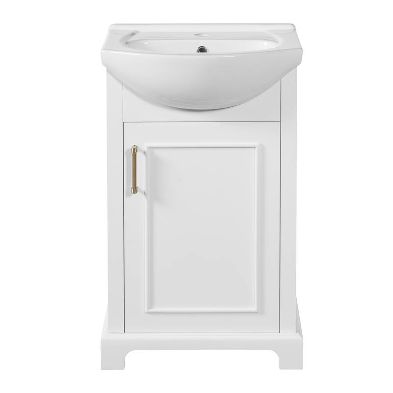 20" Freestanding Bathroom Vanity with White Farmhouse Ceramic Sink - 19.7'' x 13.4'' x 33.4''