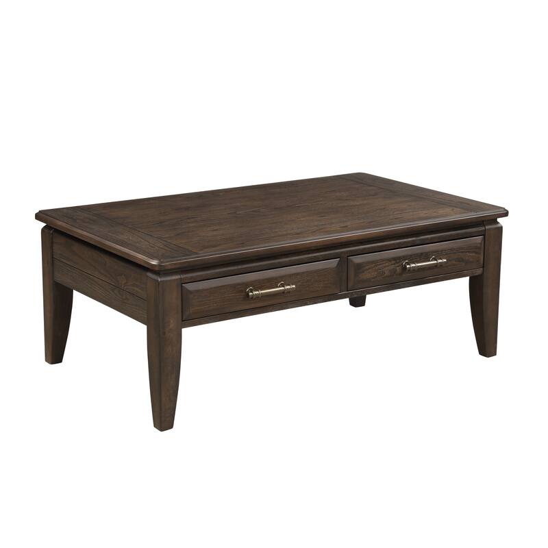 Mahogany Traditional Cocktail Table with Storage and Side Mounted Guides