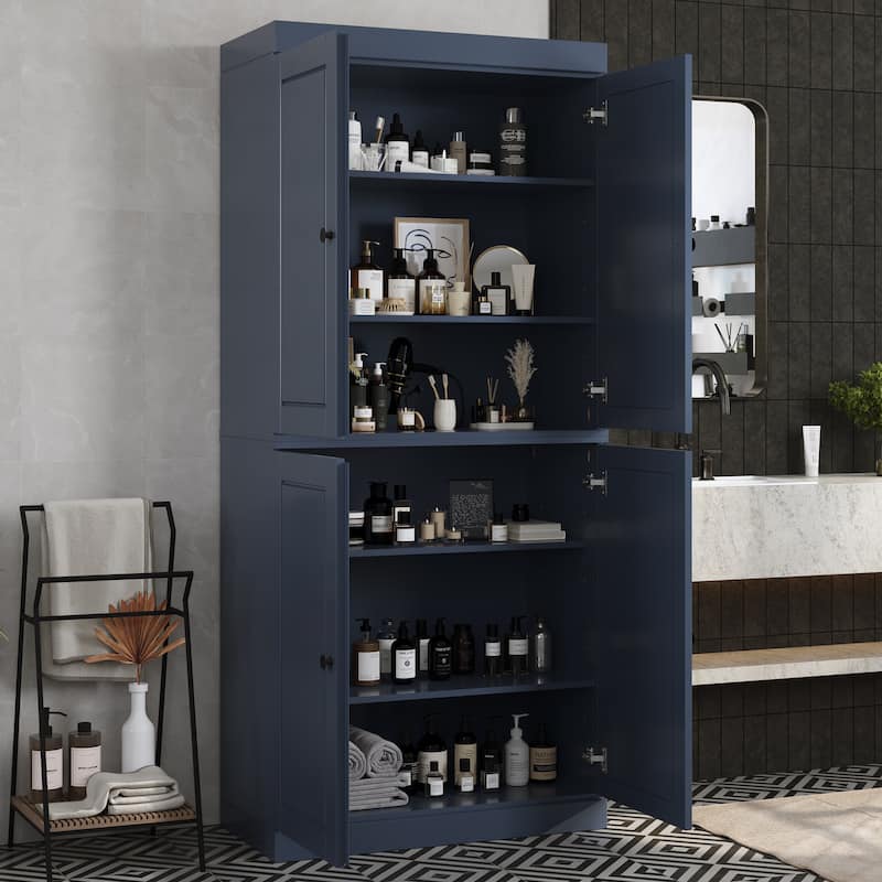 Palace Imports 100% Solid Wood Bathroom & Laundry Storage Cabinet, Raised Panel Doors, Adjustable Shelves, 32" Wide, 71.5" Tall