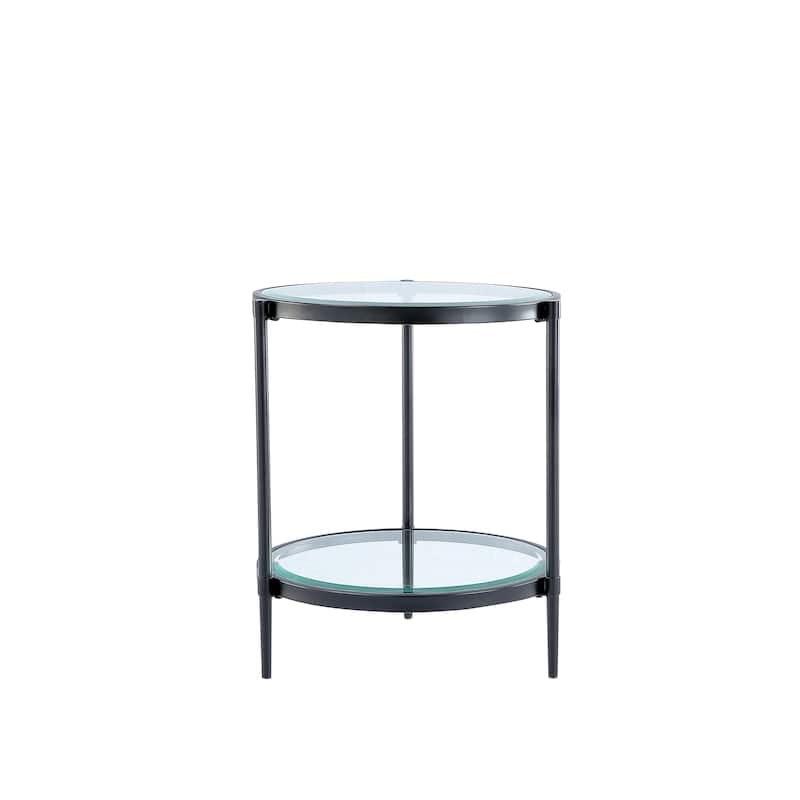 Sleek Minimalist Coffee Table, Crystal Clear Tempered Glass + Matte Black Industrial Frame - Black