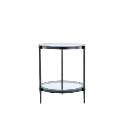 Sleek Minimalist Coffee Table, Crystal Clear Tempered Glass + Matte Black Industrial Frame