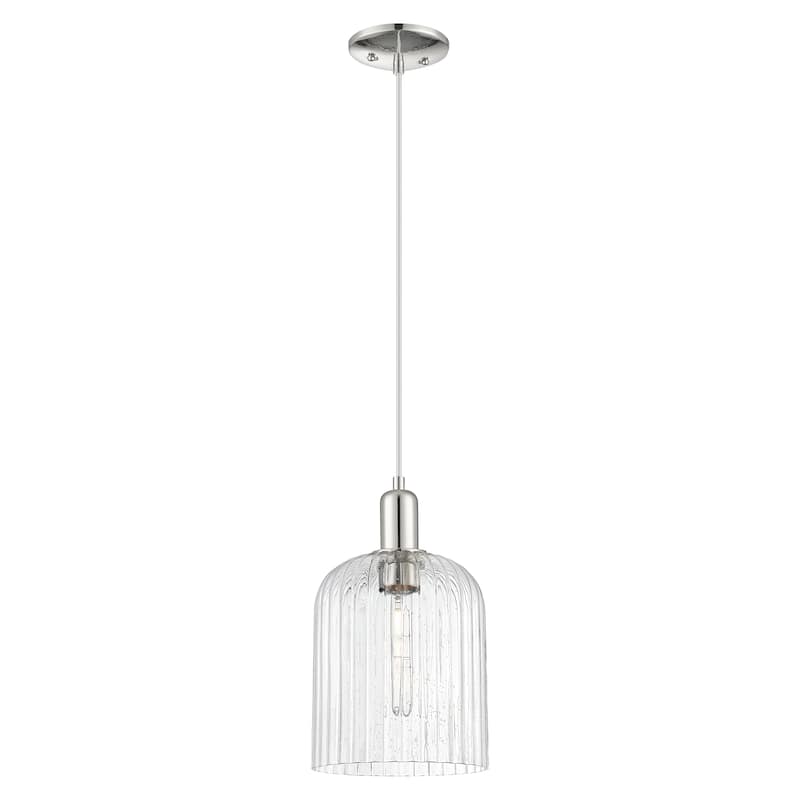 Innovations Lighting Endless Possibilities Arcadia - Bridal Veil - 1 Light 8" Cord Hung Mini Pendant - Polished Nickel/Seedy Shade