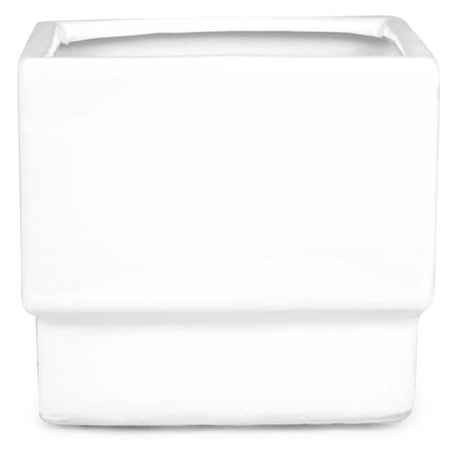 Glazed White Square Planter