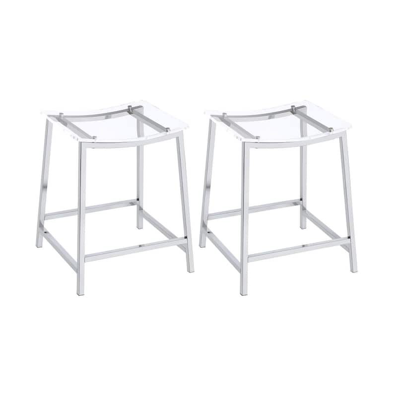 Clapper Clear and Chrome Stools (Set of 2)