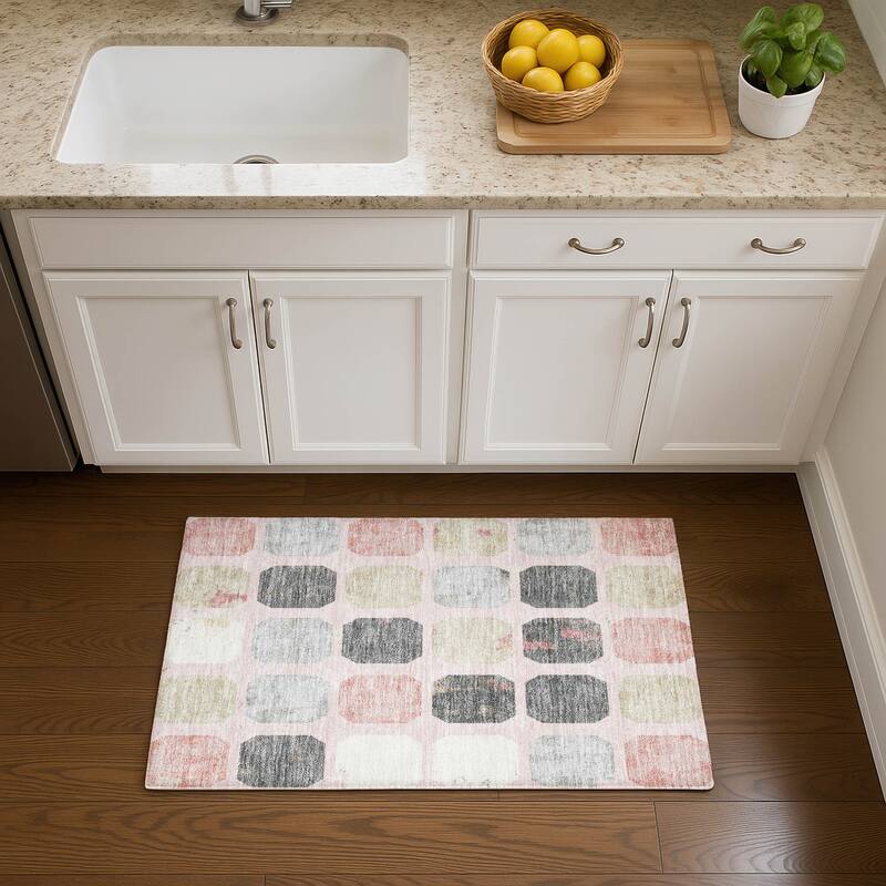 Premium Washable Super Soft Casual Contemporary Mayfield Rug - Blush - 1'8" x 2'6"