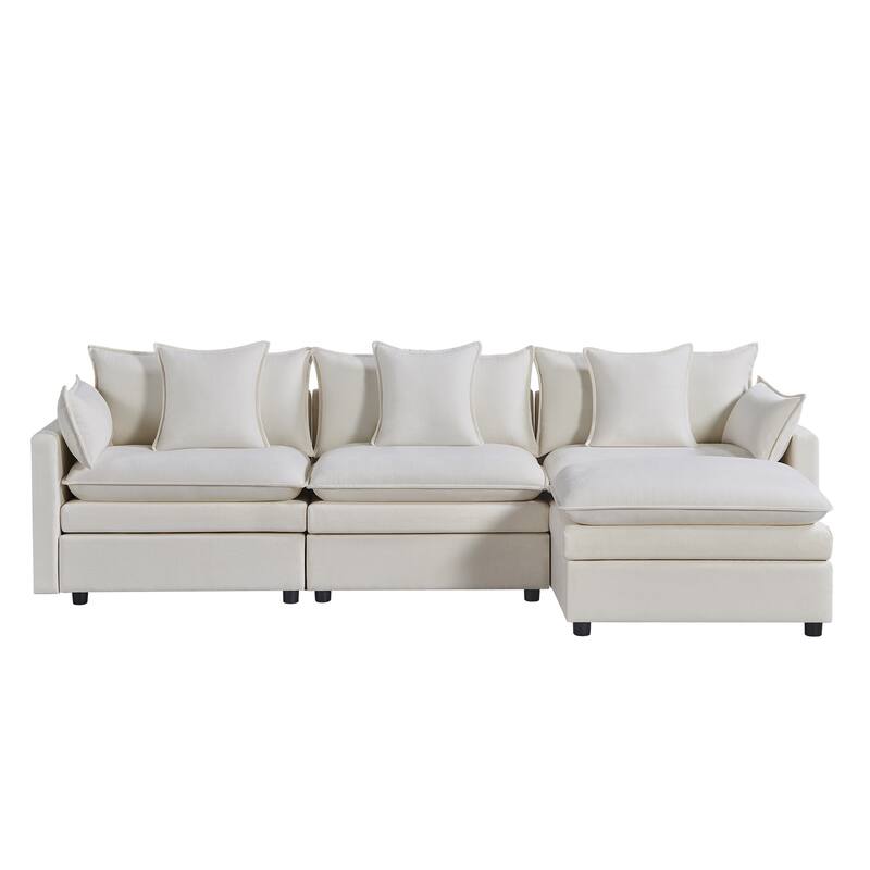 108.66"Chenille L-shaped Sectional Sofa with Convertible Chaise,Comfy Cloud Couch Deep Sectional Sofa with Ottomans