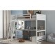 preview thumbnail 25 of 30, Full Size Loft Bed with Built-in L-Shaped Desk, LED Shelf Lighting, USB Charging Ports & Storage Bench, Drawers and Shelves