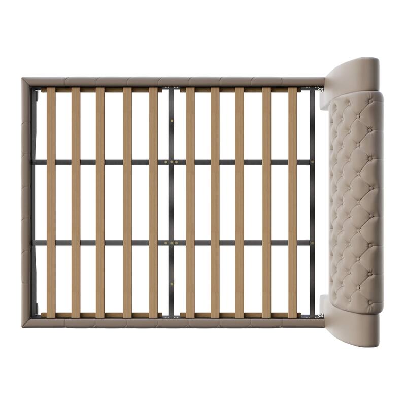 Christopher Knight Home - Modern Upholstered Platform Bed with Wood & Metal Frame - with 44.5" Tall Button-Tufted Headboard