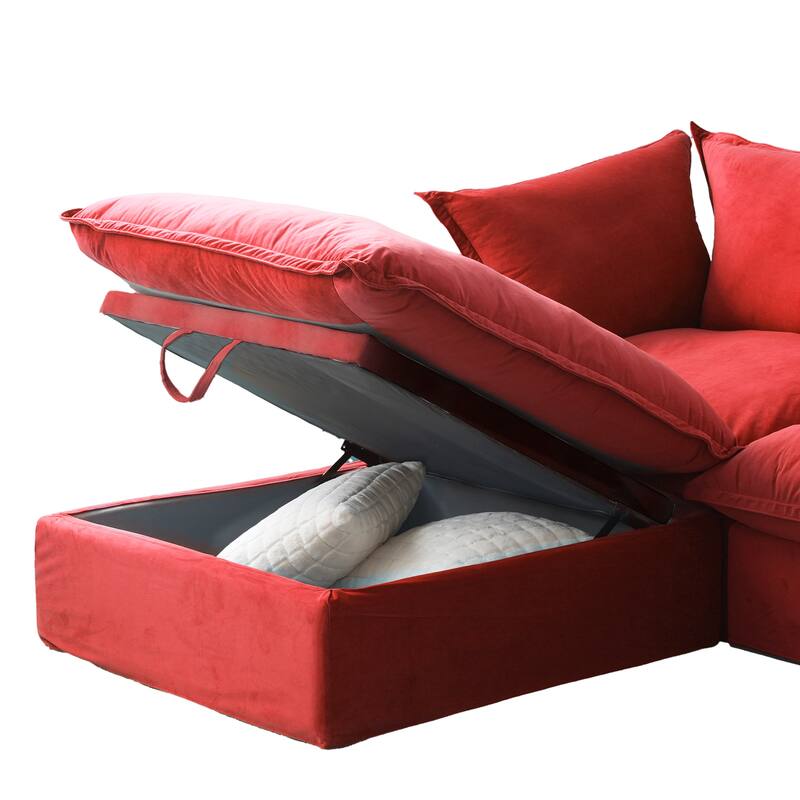 162.98" U-shape Velvet Sectional Sofa Oversize Modular Soft Couch