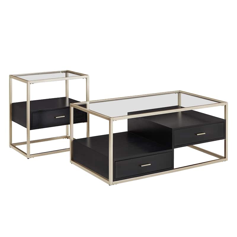 Spumante Champagne Silver Finish Table with Storage by iNSPIRE Q Bold