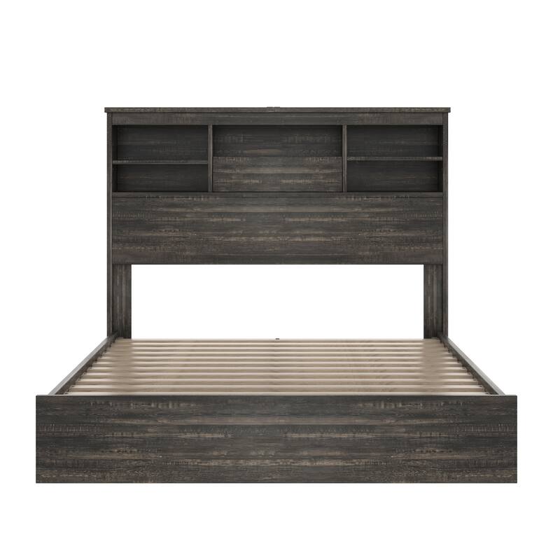 Queen Size Low-Profile Platform Bed with 2 Nightstand and 1 Dresser