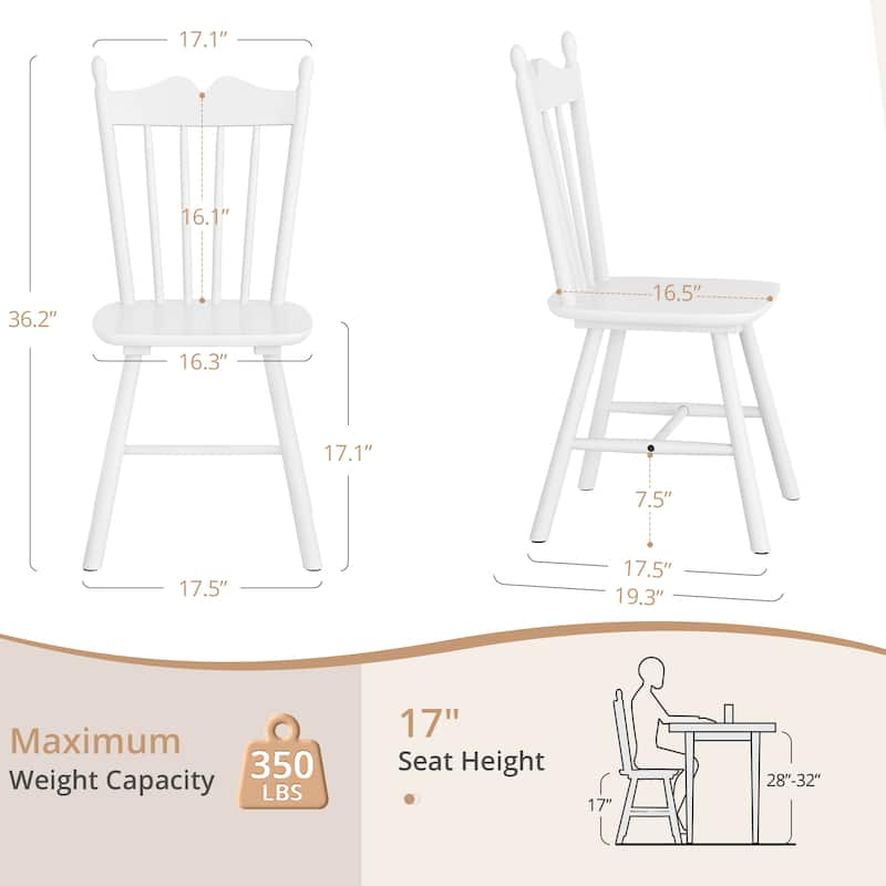 Solid Wood Dining Chairs Set of 6 - N/A