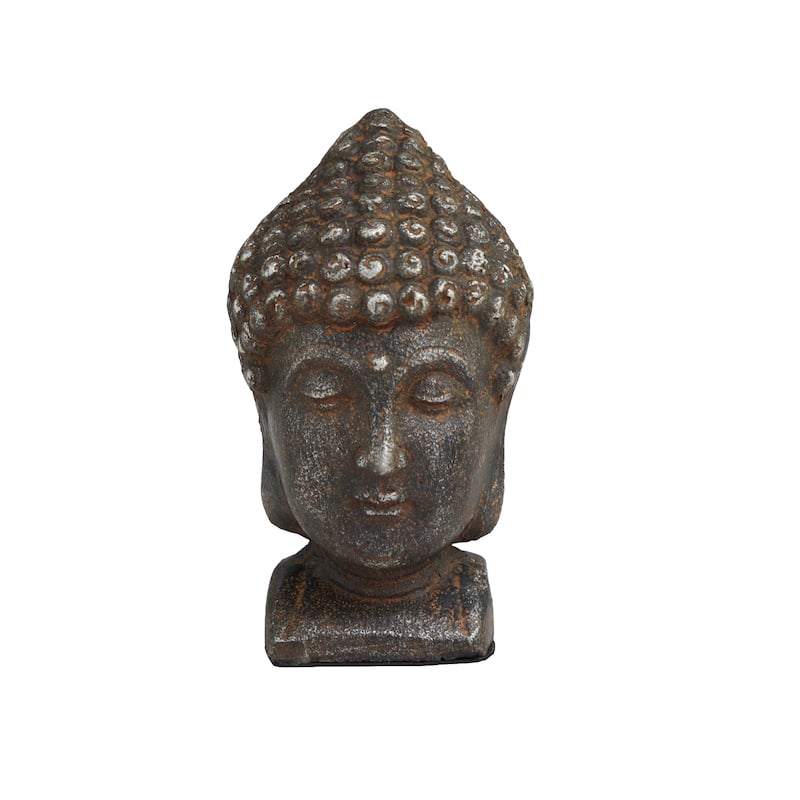 Black Metal Distressed Buddha Decorative Bookends (Set of 2)