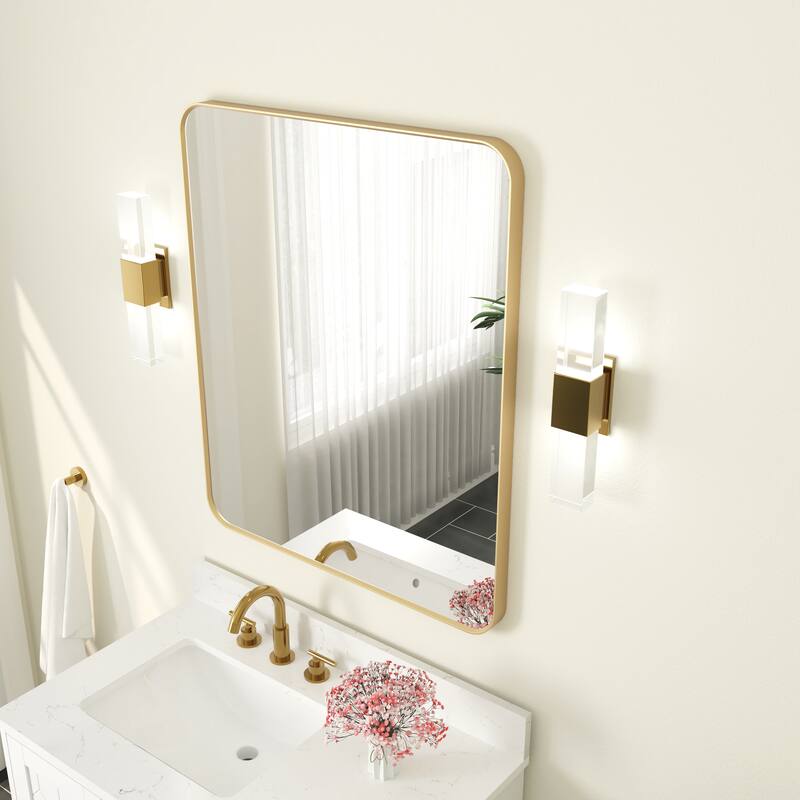 Modern Bathroom Rectangular Wall Mounted Anodized Aluminum Framed Vanity Mirror