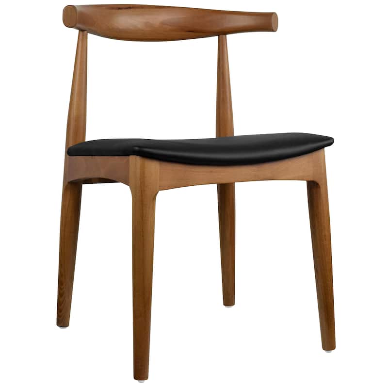 Natural Solid Wood Dining Elbow Chairs With PU Leather or Beige Fabric Cushion Seat And Oak Frame