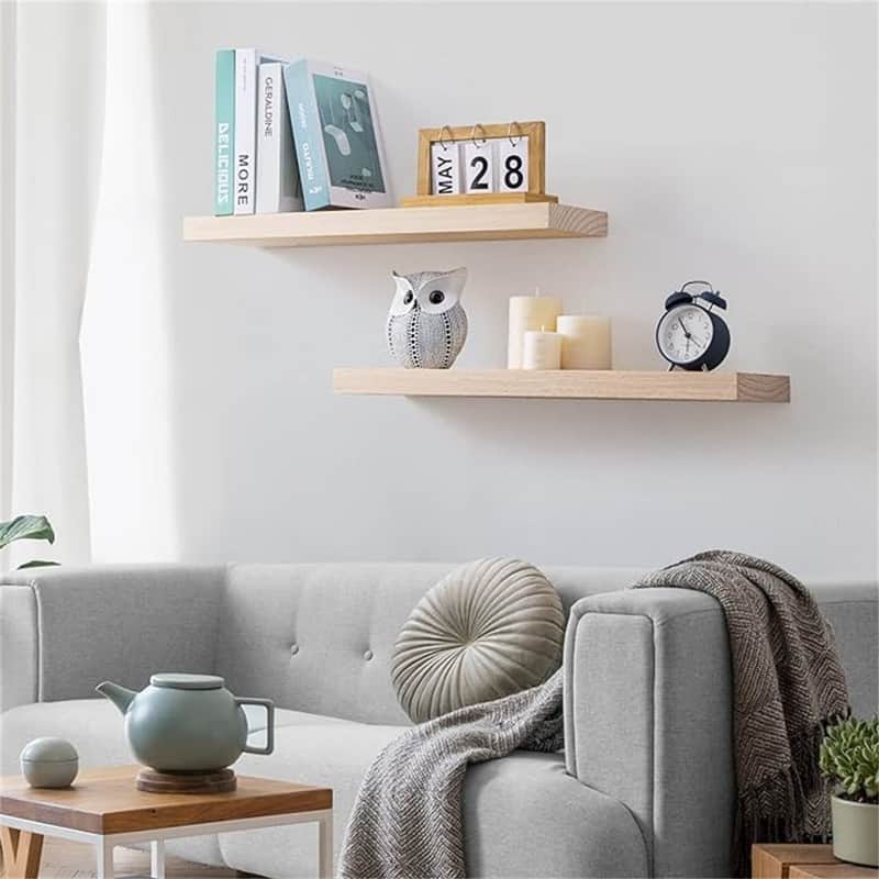 Farmhouse Floating Shelves Thick Industrial Kitchen Wood Shelf - 24 x 6.7 x 1.4 inch - Set of 2 - 6.7"D x 24"W x 1.4"H