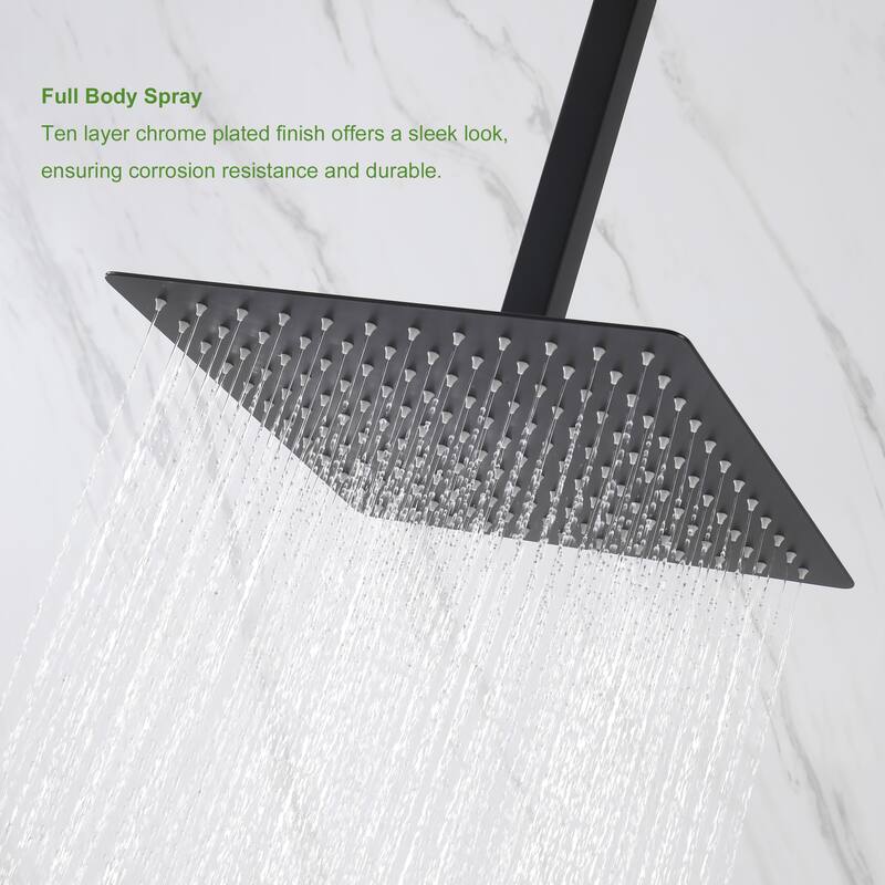 Clihome 12'' Ceiling-mounted 3-Functions Pressure Balace Shower System