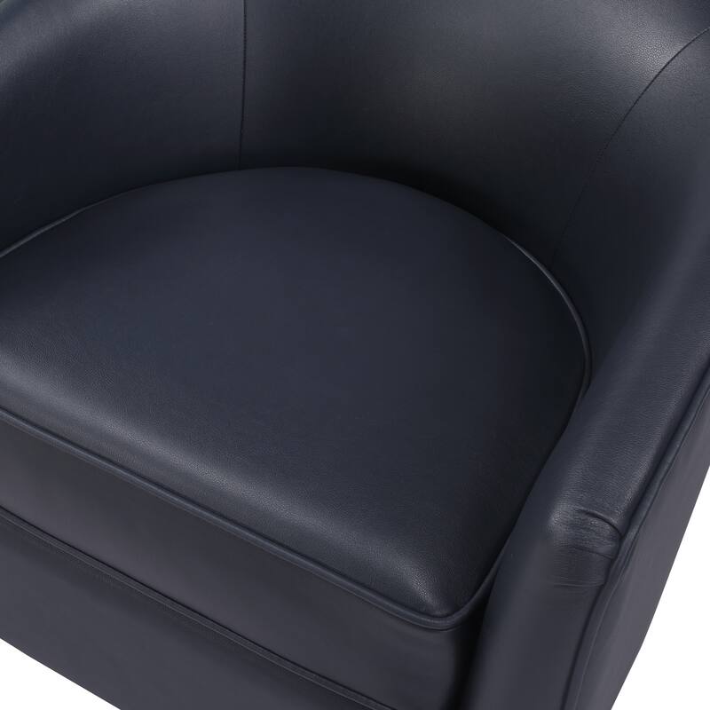 Ingram Faux Leather Wood Base Barrel Swivel Chair by Greyson Living