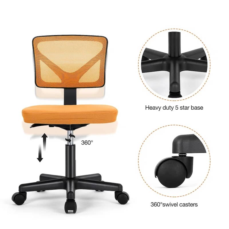 Child Armless Mesh Office Chair, Office Computer Desk Chair, Rolling Work Swivel Chairs for Home, Study, Student, Adults
