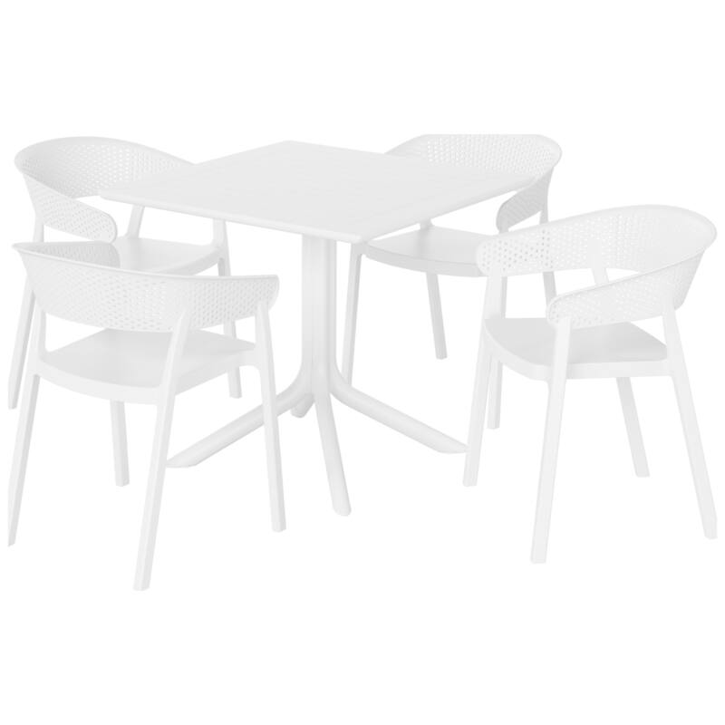 Frond and Form 4-Person Outdoor Square Dining Set - White