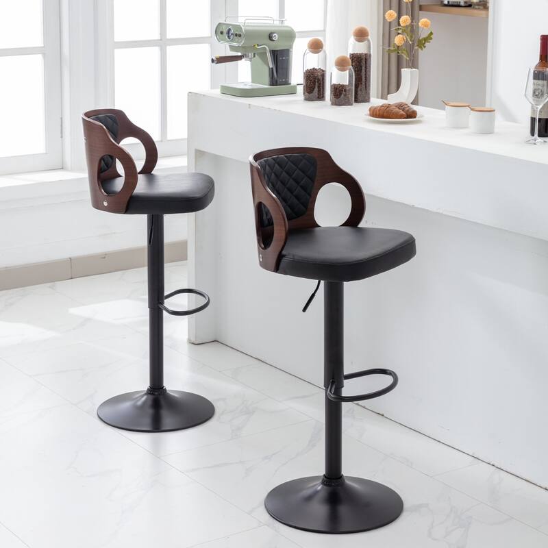 Swivel Bar Stools Set Kitchen Island Counter Height Bar Chairs Faux Leather Upholstered Armless Counter Stools