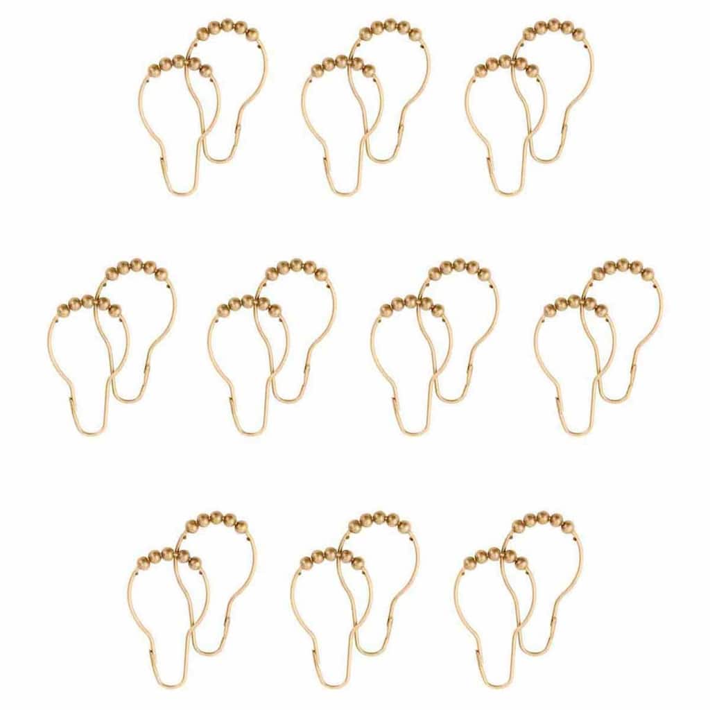 120 All Brass Shower Curtain Hooks Ring Roller Ball Pack of 10 Renovators Supply