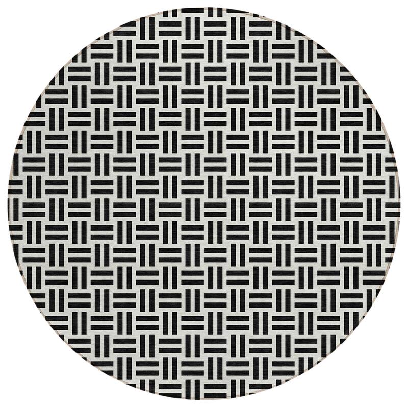 Machine Washable Indoor/ Outdoor Contemporary Basketweave Chantille Rug