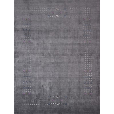 Tribal Gray Gabbeh Oriental Area Rug Handmade Wool Carpet - 8'2"x 10'2"