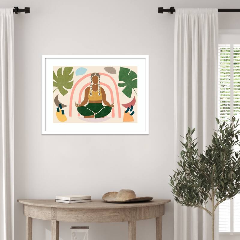 Om Together Lotus by June Erica Vess Wood Framed Wall Art Print