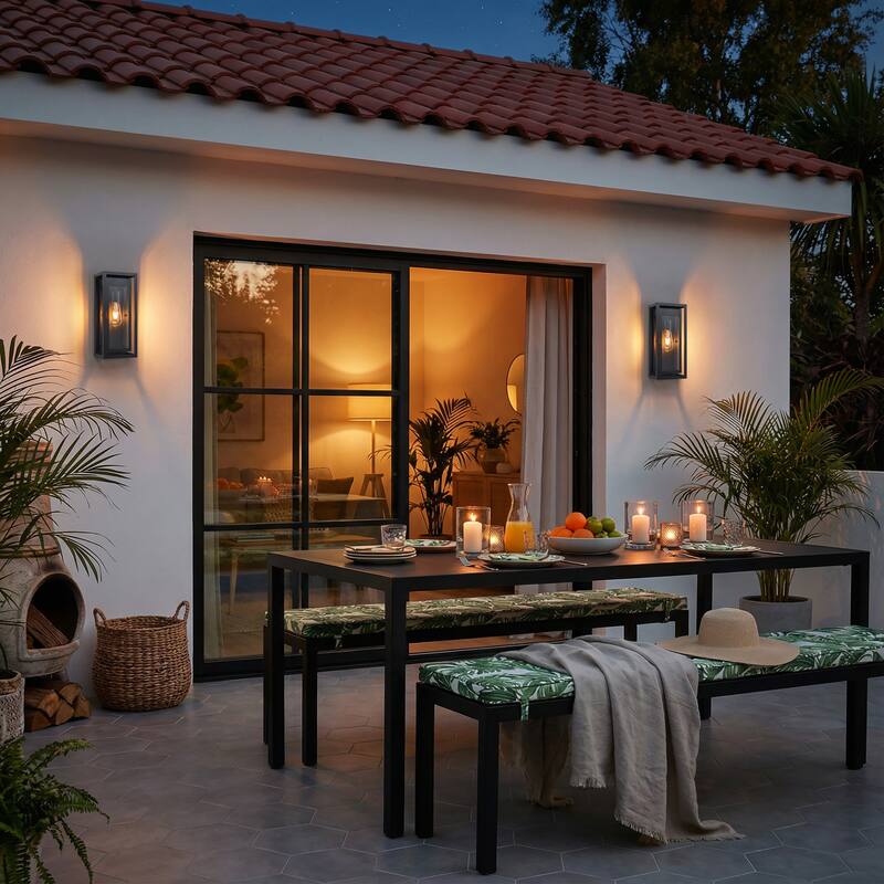 C Cattleya 1-Light Matte Black Outdoor Wall Sconce with Clear Glass Shade