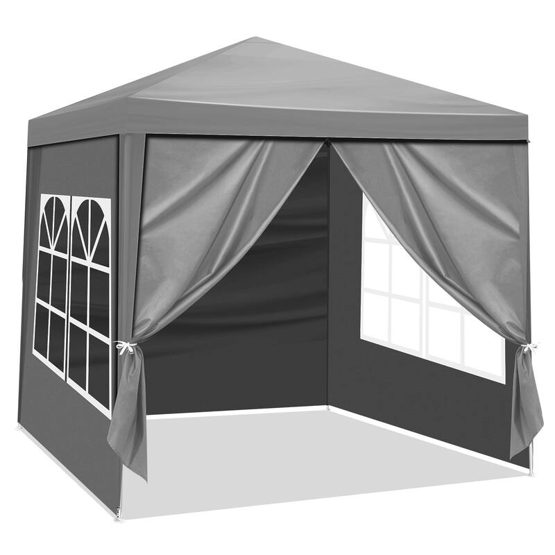 6.5x6.5 ft Grey Outdoor Waterproof PE Fabric Canopy Tent with Iron Frame and Sun Rain Protection