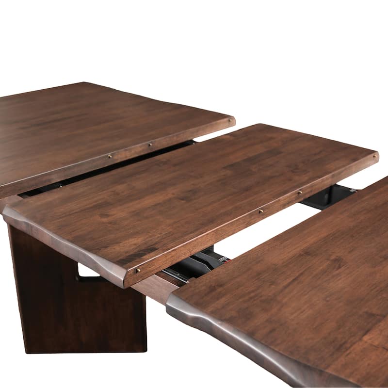 Furniture of America Abigail XIV Mid-Century Modern 7-Piece Walnut Solid Wood Extendable Dining Set with Self-Storing Leaf