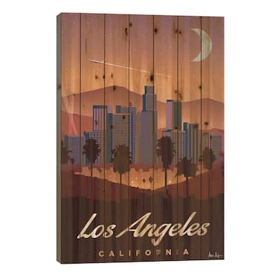 Los Angeles Print On Wood by IdeaStorm Studios - Multi-Color