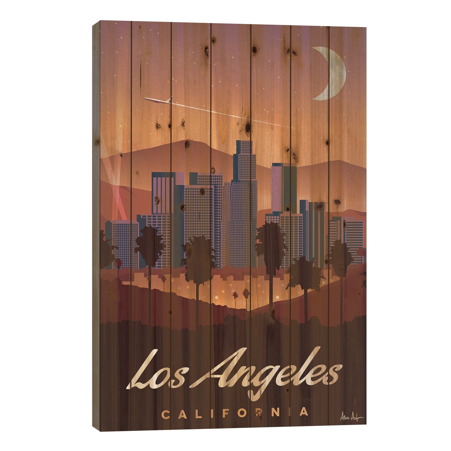 Los Angeles Print On Wood by IdeaStorm Studios - Multi-Color