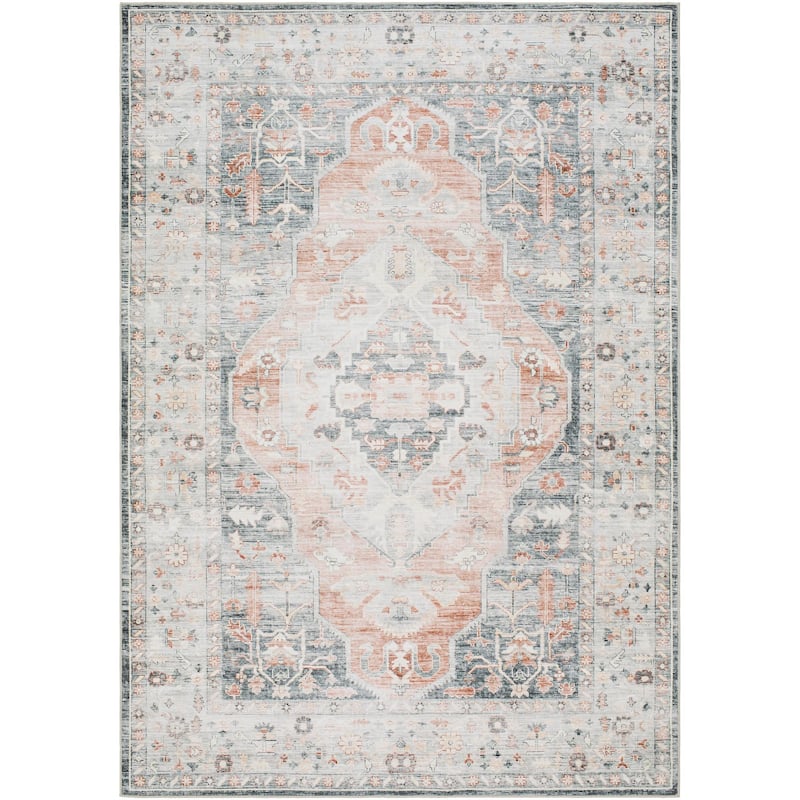 Livabliss Lavable Updated Traditional Medallion Machine Washable Area Rug