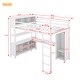 preview thumbnail 4 of 12, Off White Full Size Metal Loft Bed with Wardrobe And L-shaped Desk, Storage Cubes and Shelves for Kids, Teens, Adults